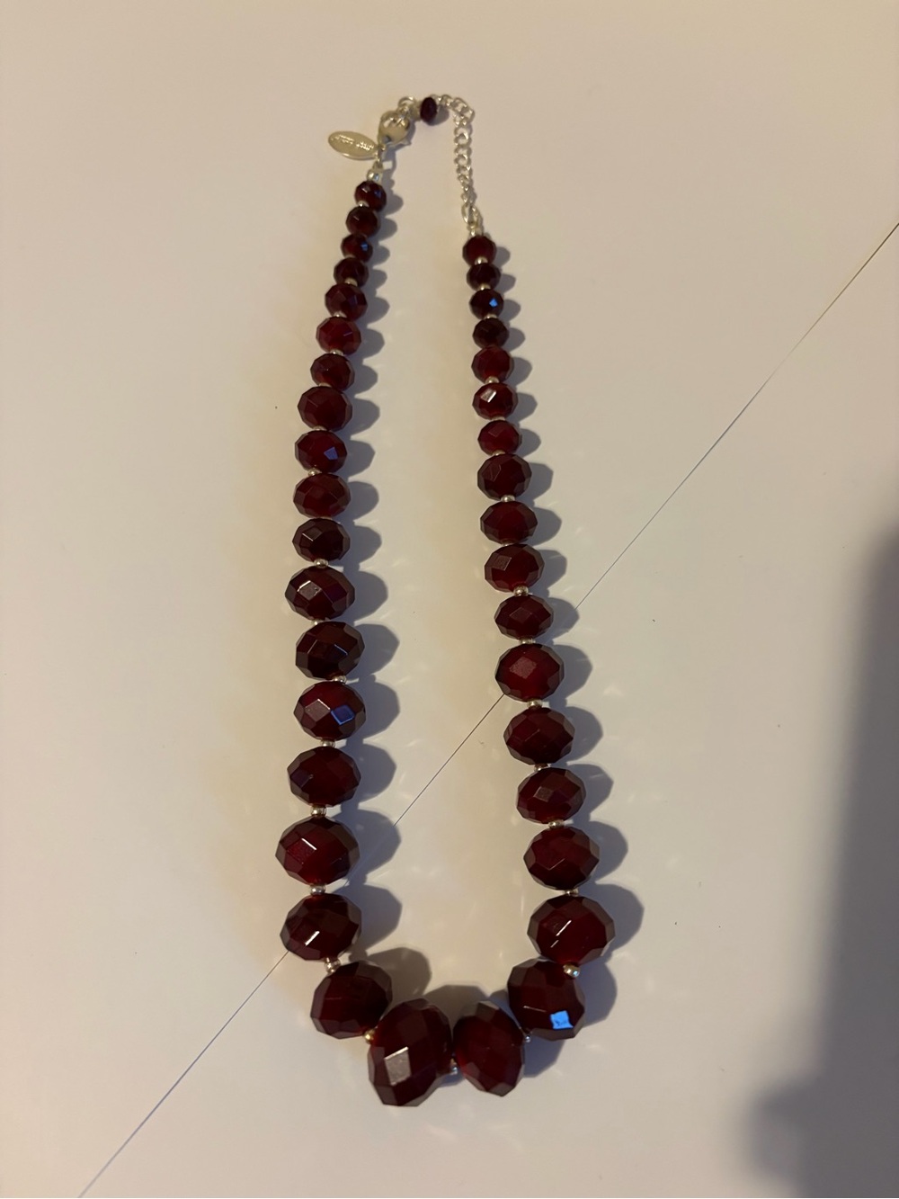 White House Black Market Elegant Faceted Burgundy Bead Necklace